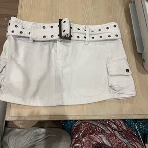 Princess Polly White Mini Skirt with Belt